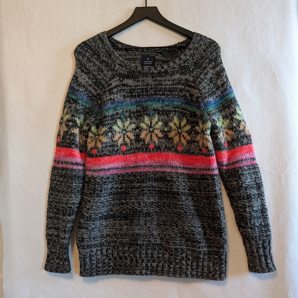 American Eagle Outfitters Black Multicolor Sweater 90's Y2K Top Small Leggings